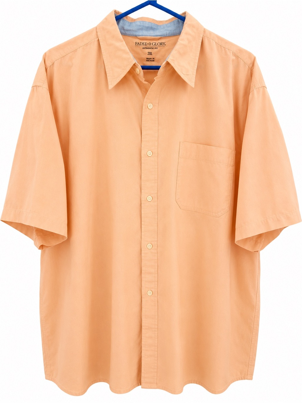 Faded Glory Peach Short-Sleeve Button-Down Shirt